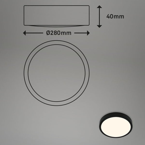 LED Deckenlampe Aufbauleuchte Werkstattlicht 4000K 16W Ø28cm schwarz Briloner