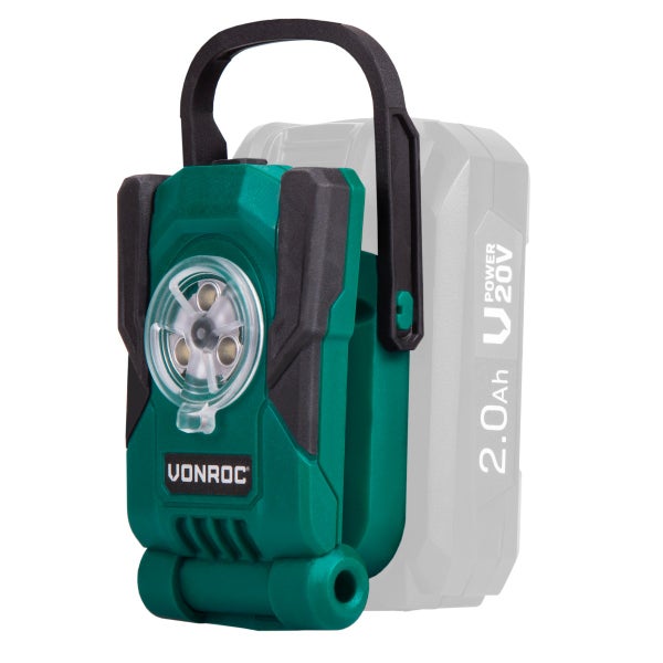 VONROC Arbeitsleuchte VPower 20V (ohne Akku) - Neigungswinkel: 0-128 (6 Positionen)