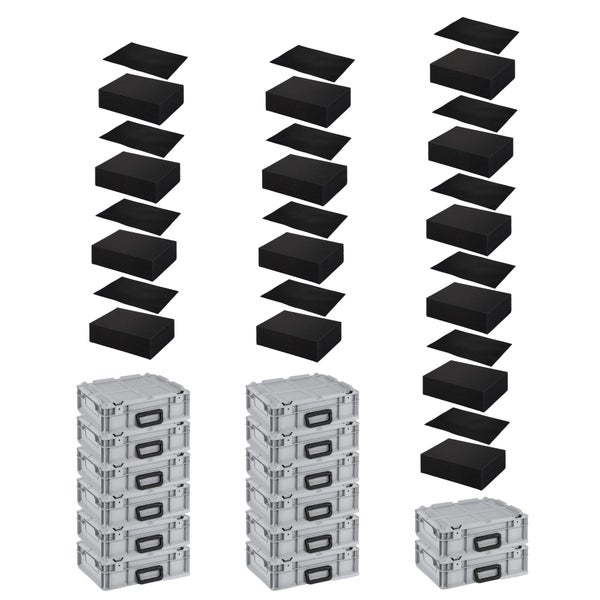 PROREGAL SuperSparSet 14 x Eurobox NextGen Portable mit Rasterschaumstoff und Schaumstoffeinlage HxBxT 135 x 30 x 40 cm 11 Liter Eurobehälter