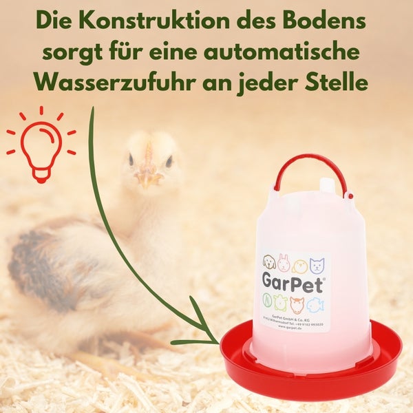 Kunststoff Geflügeltränke für Küken mit automatischer Wasserzufuhr und Tragegriff