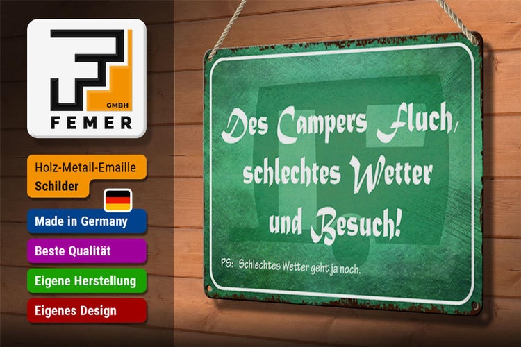 Blechschild Spruch 30x20cm campers Fluch schlechtes Wetter