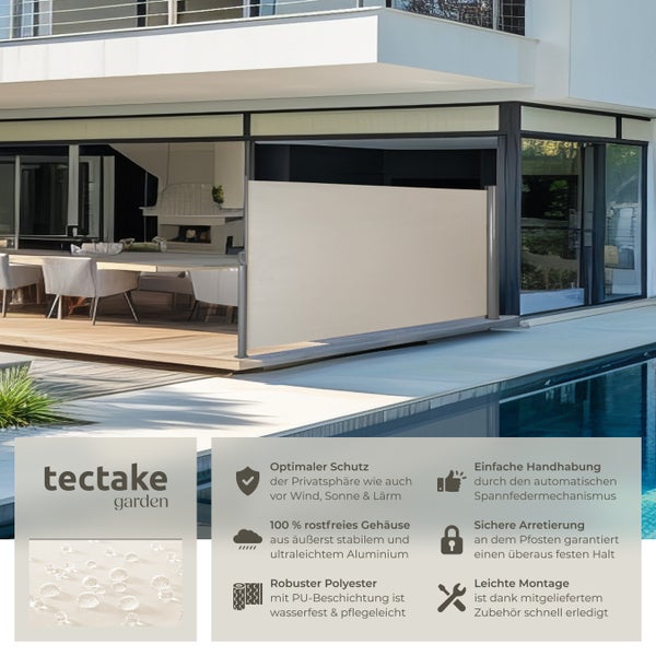 Seitenmarkise tectake  160 x 300 cm aus Aluminium beige