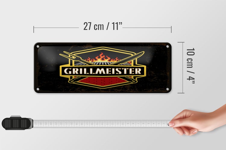 Blechschild Spruch 27x10 cm Grillmeister Dekoration