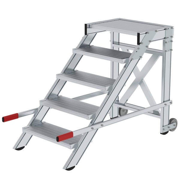 Aluminium Arbeitsbühne mit vier Stufen und Rollen
