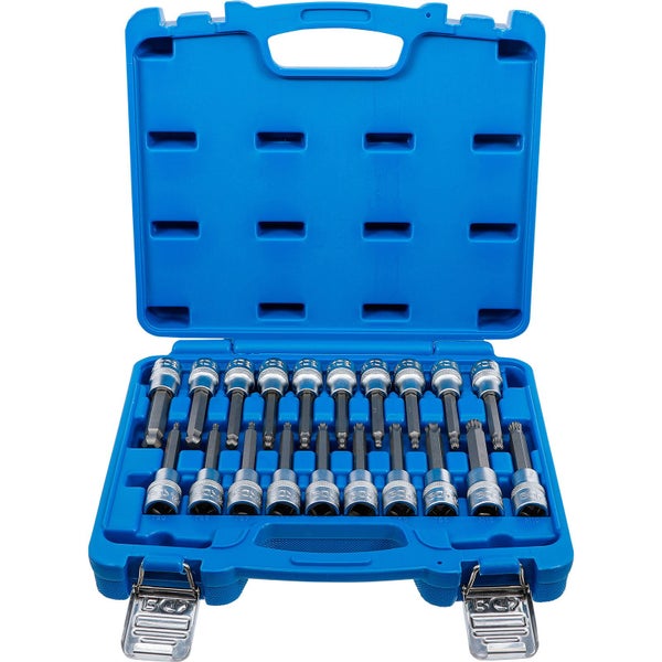 BGS Bit-Einsatz-Satz Antrieb Innenvierkant 12,5 mm (1/2) Innensechskant, T-Profil (für Torx), Innenvielzahn (für XZN) mit Kugelkopf 20tlg. - 5170