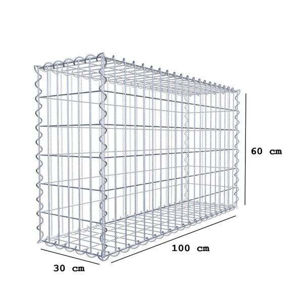 Gabione 100 cm x 60 cm x 30 cm (L x H x T), Maschenweite 5 cm x 10 cm, Spirale
