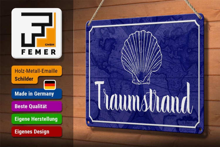 Blechschild Spruch 30x20cm Traumstrand Meer Urlaub