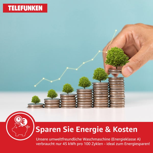 Telefunken Waschmaschine 7kg 1400 U/Min. Frontlader Inverter Motor AquaStop 15 Programme W-7-1400-A-DI