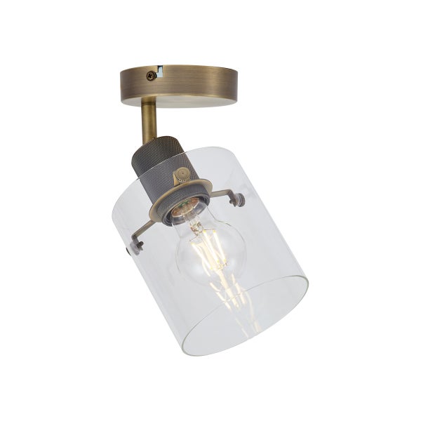 Deckenleuchte mit transparentem Glasschirm und einer Glühbirne