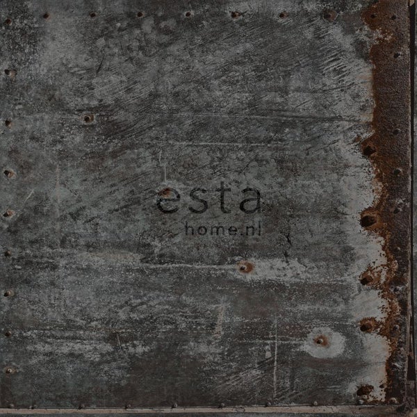 Metallplatte mit Rosteffekt und Esta Home Logo