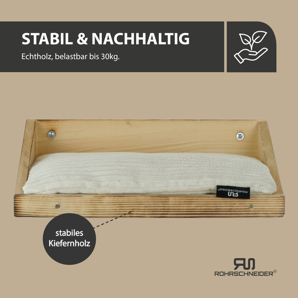 Rohrschneider Wandmulde geflammt+ Kissen mit Füllung Cord Deluxe beige