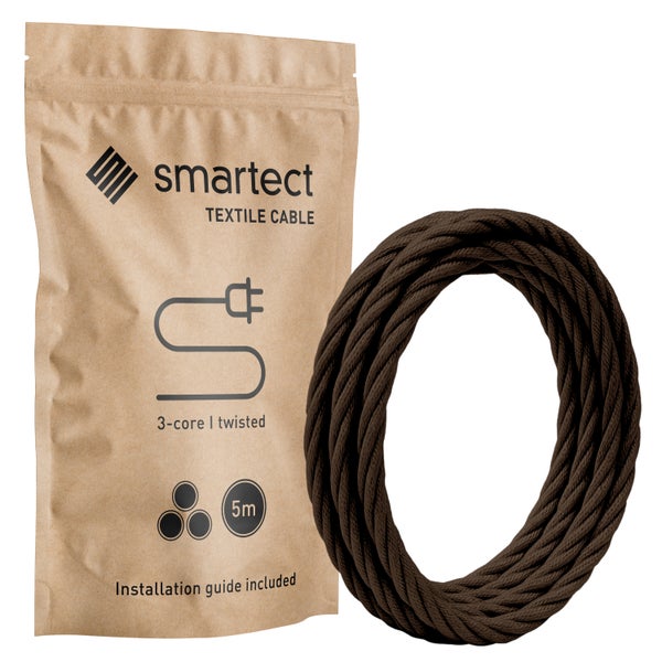 Smartect Textilkabel, dreiadrig, verdrillt, 5 Meter, in Verpackung