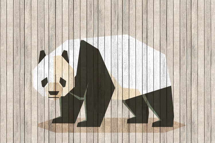 Illustration eines Pandas auf Holz