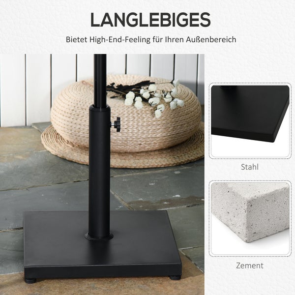 Outsunny Sonnenschirmständer Schirmständer Schirmhalter Schirmfuß 13 kg Ständer Schirm Ø35/38/48 mm Metall + Zement Schwarz 40 x 40 x 43 cm