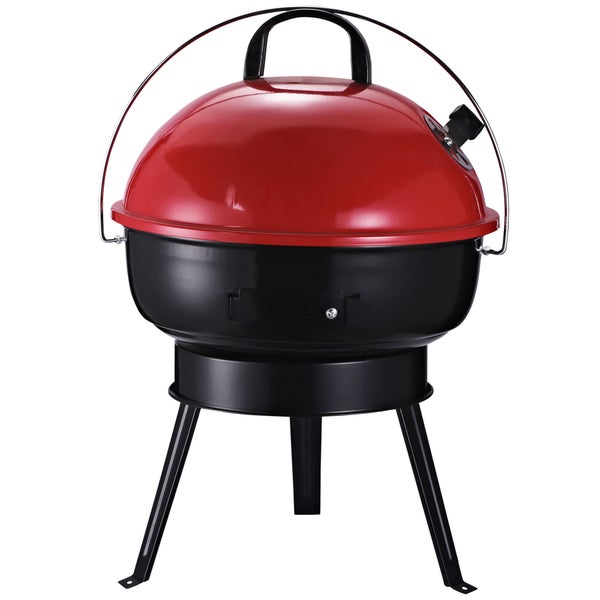 Outsunny Holzkohlegrill, Kugelgrill, 135L x 50B x 100H cm, Metall, Schwarz+Rot