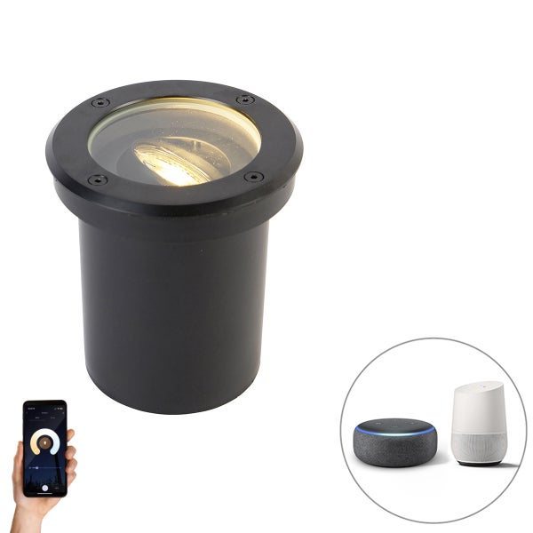 Smarter Outdoor Bodenstrahler schwarz verstellbar inkl. Wifi GU10 - Delux