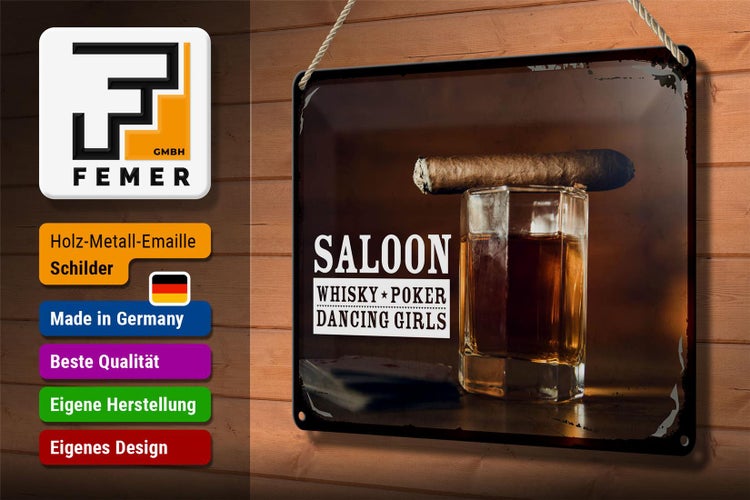 Blechschild Spruch Saloon Whisky Poker Dancing Girls 30x20cm
