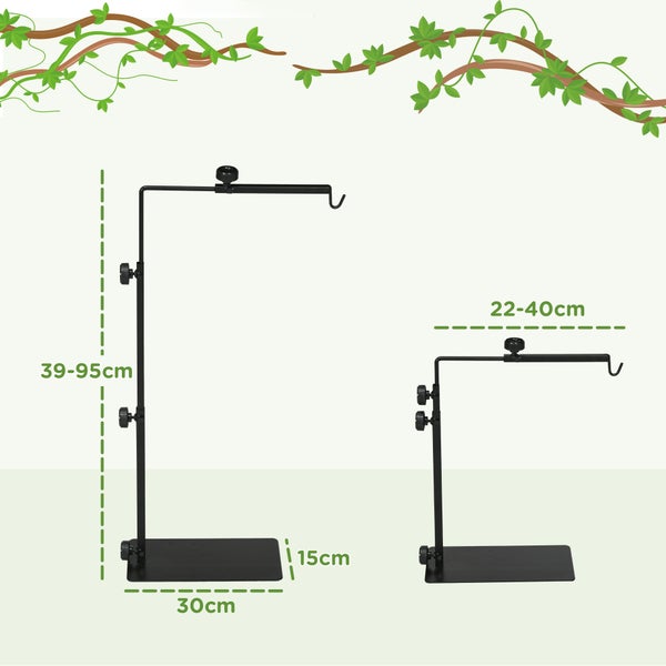 PawHut Reptilien-Lampenständer, 40L x 15B x 95H cm, Stahl, Schwarz