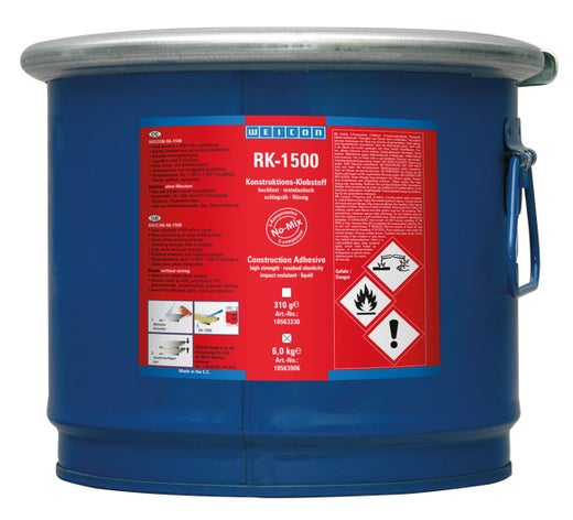 WEICON RK-1500 | Acrylat-Strukturklebstoff, flüssiger No-Mix Klebstoff | 6 kg | gelblich, transparent