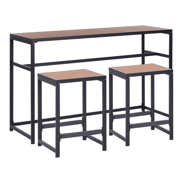 Bartisch-Set mit zwei Barhockern für den Außenbereich