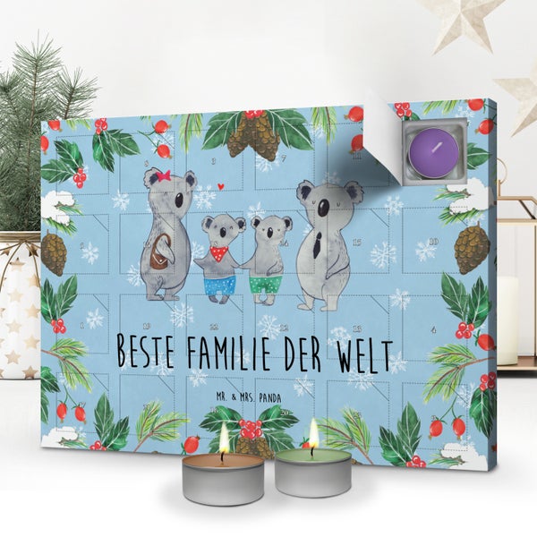 Mr. & Mrs. Panda Duftkerzen Adventskalender Koala Familie zwei - Blau Pastell