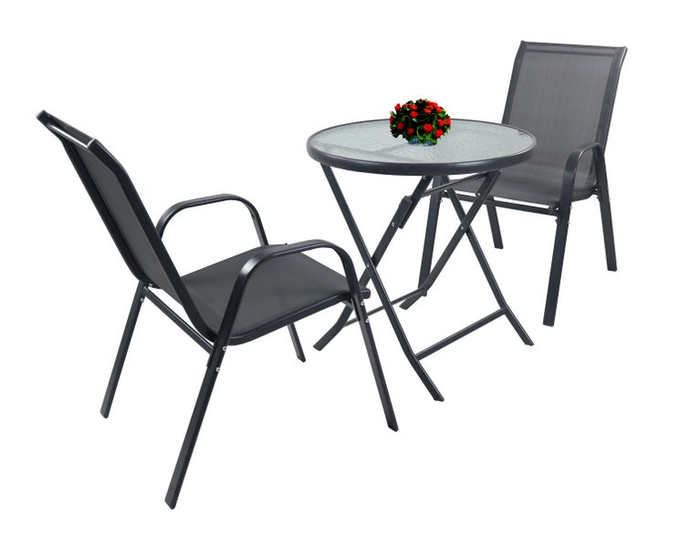3tlg Balkonset Gartenmöbel Stapelstühle Set Sonlas