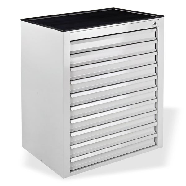 PROREGAL Schubladenschrank Kobra mit 10 Schubladen Gummiauflage HxBxT 90 x 71 x 55 cm Lichtgrau