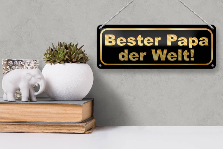 Blechschild Spruch 27x10cm Bester Papa der Welt Dekoration