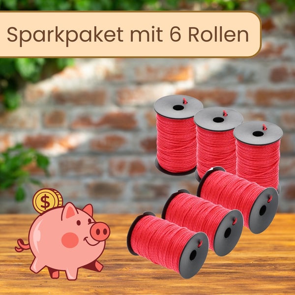 Sparpaket mit sechs Rollen Bindegarn