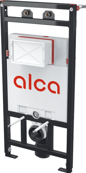 Alca Vorwandelement für Wand-WCs mit Metallrahmen und integriertem Spülkasten.