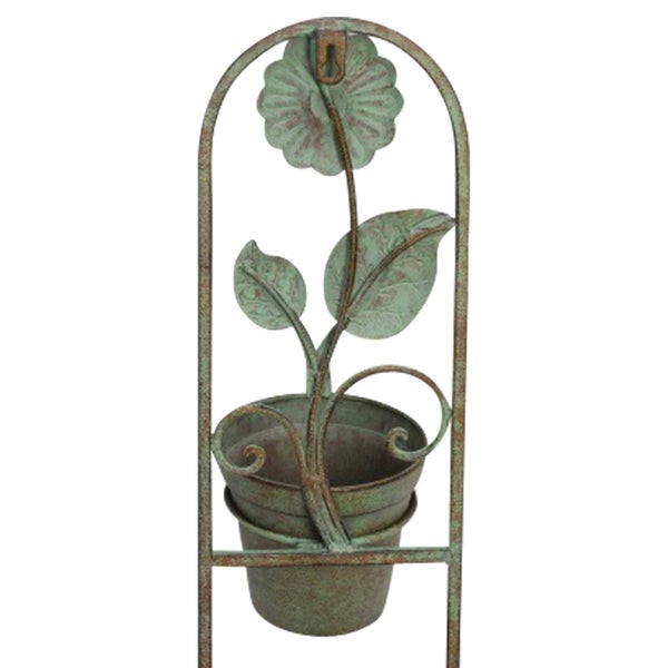 Metall-Blumenampel mit Blumen- und Blätterdesign für den Außenbereich