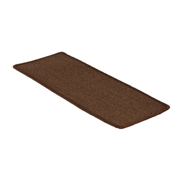 FLOORDIREKT Stufenmatte aus Sisal - Pure Nature - Umkettelt & Selbstklebend - Dunkelbraun - 23,5 x 65 cm - Rechteckig ohne Lippe