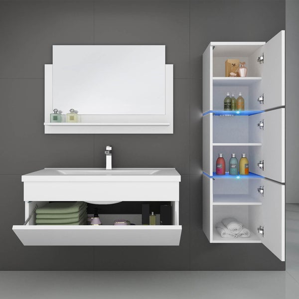 Home Deluxe - Badmöbel-Set - WANGEROOGE weiß - Large - inkl. Waschbecken und komplettem Zubehör - Breite Waschbecken: ca. 60 cm I Badezimmermöbel Waschtisch Badmöbelset