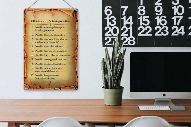 Blechschild Spruch 20x30cm 10 Gebote für Schwiegerväter