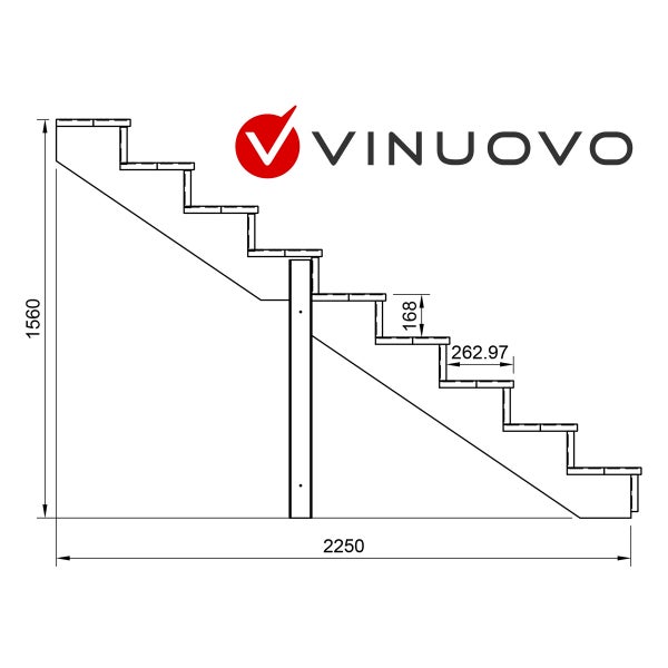 Technische Zeichnung einer Treppe mit Maßangaben