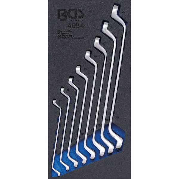 BGS Werkstattwageneinlage 1/3: Doppel-Ringschlüssel-Satz SW 6x7 - 20x22 mm tief gekröpft 8tlg. - 4084
