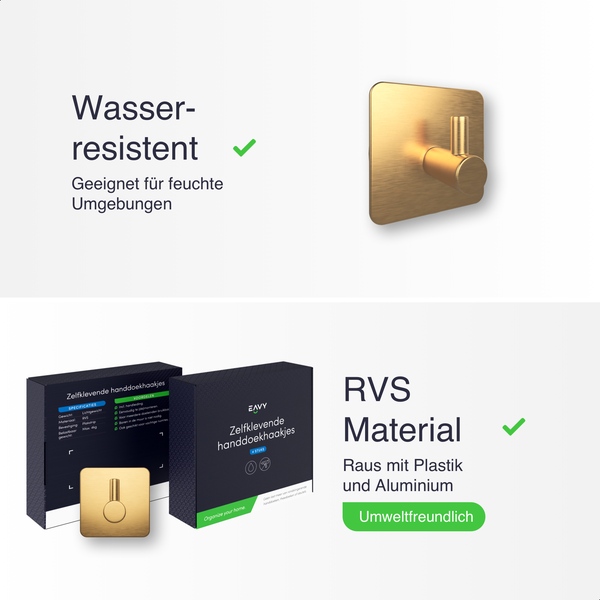 EAVY Handtuchhaken Edelstahl Gold Selbstklebend 2er Pack