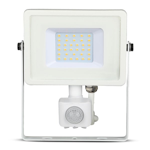 V-TAC VT-30-S-W - Drehbare LED-Flutlichtstrahler mit PIR-Sensor - Samsung - IP65 - Weiß - 30W