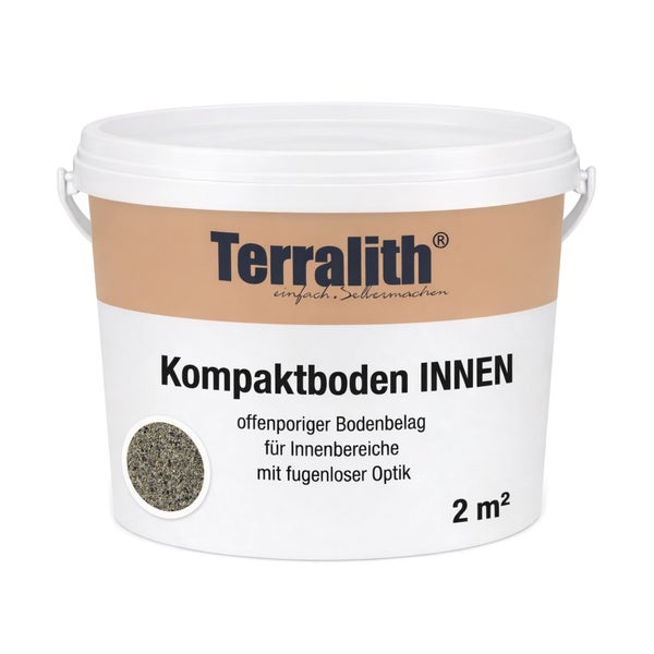 Terralith Kompaktboden Innen für 2 Quadratmeter, offenporiger Bodenbelag mit fugenloser Optik.
