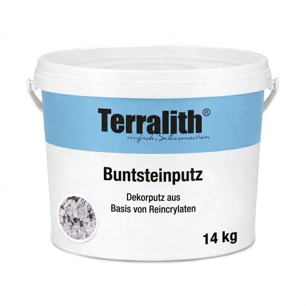 Terralith Buntsteinputz, Dekorputz auf Basis von Reincrylaten im 14 Kilogramm Eimer.