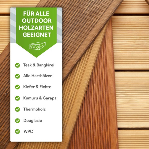Nordicare Holzöl Außenbereich [500ml] für Lärche, Eiche, Teak oder Akazienholz I Holz Öl Außen zum Holzschutz I Holzschutzöl Außen, Teaköl für Gartenmöbel, Holzpflegeöl, Lärchenöl