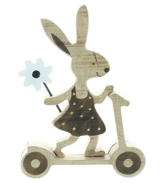 FRANK FLECHTWAREN | Häsin Osterfahrt, HOLZ, METALL, 17 x 4 x 23 cm