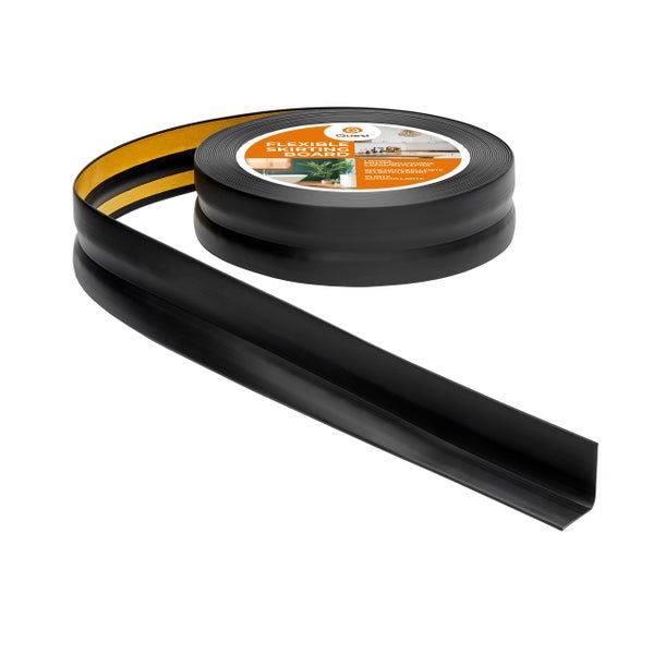 Quest Weichsockelleiste Selbstklebend 32 x 23 mm, PVC Sockelleiste, Flexibel, Schwarz, 25 Meter