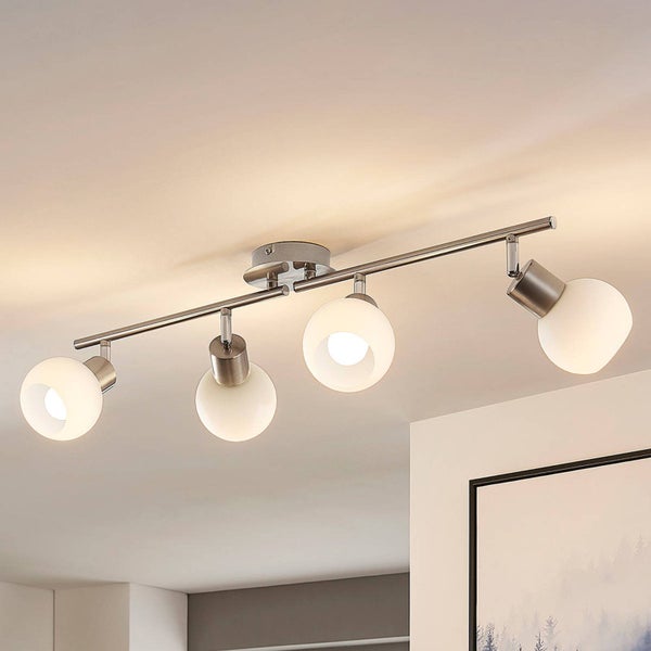 Lindby Deckenlampe drehbar und schwenkbar, Strahler Deckenstrahler Metall Glas Deckenleuchte 4x E14 ohne Leuchtmittel Lampe Wohnzimmer Küchenlampe