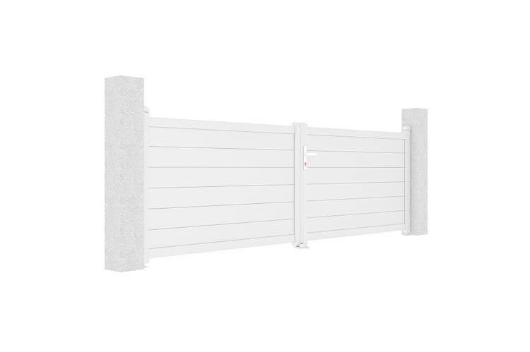 Flügeltor 3,5 m EIGER H.115 cm weißes Aluminium + EIGER H155 WEISSES Tor