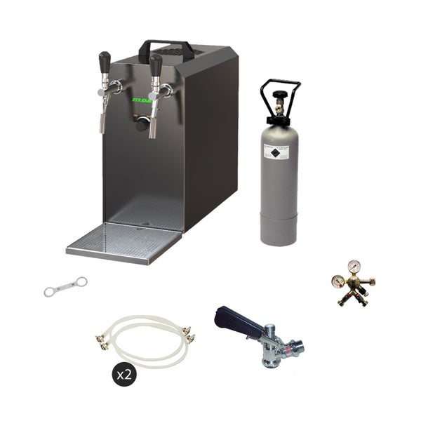 Komplett Set - Zapfanlage STREAM 50 Bierkoffer, Bierzapfanlage 2-leitig, 55 Liter/h - BLACK EDITION, 5 Liter Adapter