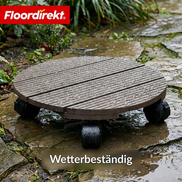 Runde Pflanzenrolleruntersetzer aus Holz mit Rollen