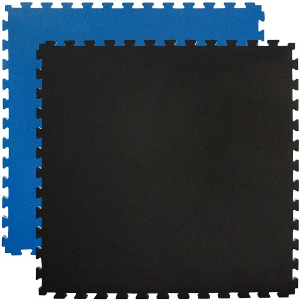 40mm Trainingsmatte mit Rand - 90x90cm Bodenschutz-Matte Schwarz Blau