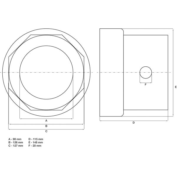 BGS Nabenmuttern-Schlüssel Achtkant für R.O.R. Anhänger SW 127 mm - 6968