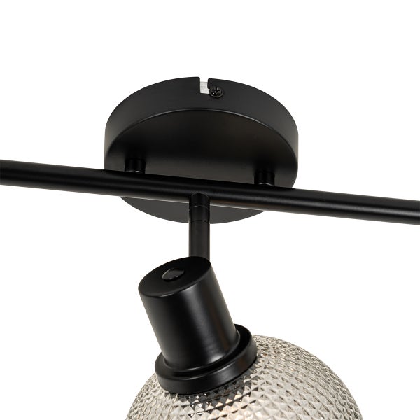 Deckenleuchte mit Spot und gemustertem Glasschirm